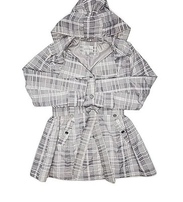 Trench coat de moda Bug para mujer talla grande 2X gris a cuadros chaqueta de lluvia ligera Foto 1 de 4