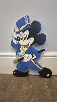 🎩 Hand-Painted Wooden Mickey Mouse Wall Art – Vintage Style Collectible - Image 1 of 2