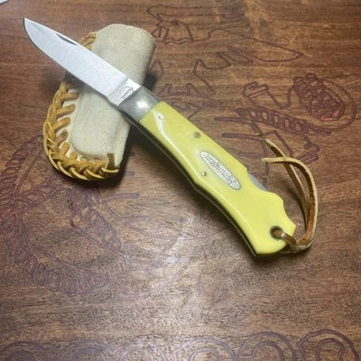 Faca de bolso dobrável Remington-RY4 lâmina única Lockback - com bainha personalizada EUA - Imagem 1 de 4