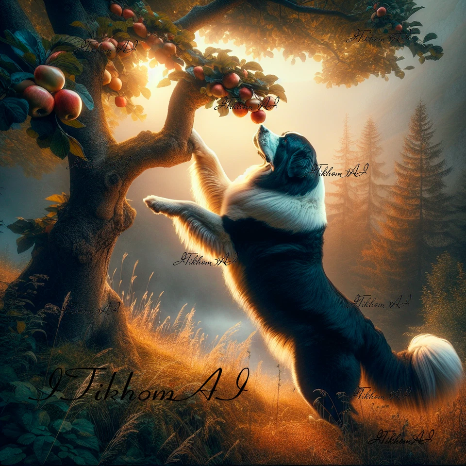 Digital Art Image Animal Dog Apples Landscape Desktop Wallpaper Background Decor - Image 1 of 1