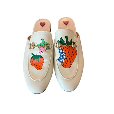Mocasín Gucci Princetown Cuero Fresa Sin Cordones Mordida de Caballo EU 38.5 US 8.5 Foto 1 de 4
