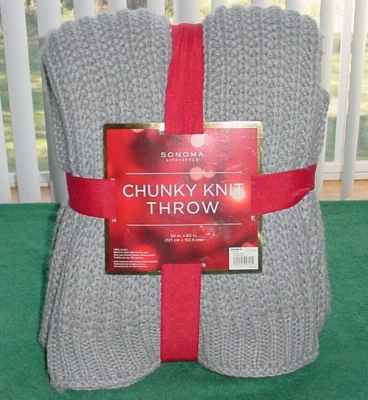 Gray Kohl's Sonoma Chunky Knit Throw 50 x 60 Unused Gift - Image 1 of 4