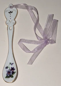 Delton Fine Collectibles Ceramic Spoon Hanging Ornament Violets Purple Flowers - Picture 1 of 5