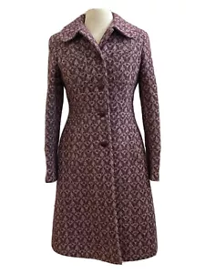Lila/weißer Peacoat Wolle Knopfleiste tailliert - Bild 1 von 4