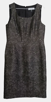 Vestido de fiesta Kasper vaina para mujer 8 negro metálico bronce floral forrado oficina Foto 1 de 4