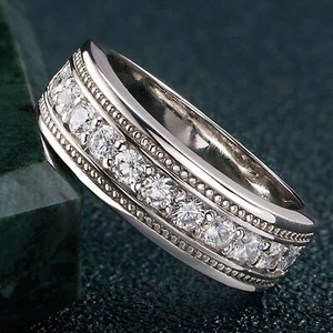 Mens Sterling Silver Ring Men Wedding Promise Ring Wedding Bands Him 6.8MM - Picture 1 of 8