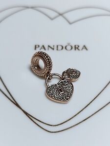 Genuine Pandora 💕 Rose Gold Dangly Sparkly Pavé Hearts 💕 Charm ALE MET