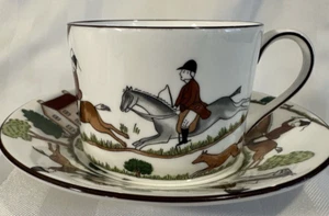 COALPORT Fine Bone China Hunting Scene Cup & Saucer English Great Condition - Picture 1 of 10