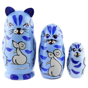 Matriochka Chat et souris/ Chat bois peinte main/ Poupées Russes Collection chat - Imagen 1 de 1