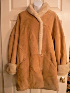 Women's Warm Genuine Leather/Suede Tan Brown Jacket Coat Spiegel - Picture 1 of 7