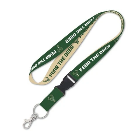 MILWAUKEE BUCKS LANYARD KEY CHAIN WITH DETACHABLE BUCKLE 1" WIDTH 22" LENGTH Cover
