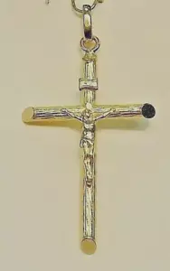 Neu 14k Gold großes 1 1/2" Log Kruzifix - Bild 1 von 2