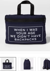 HERREN PACKBARER KOMPAKTER CAMPING-, REISERUCKSACK "WHEN I WAS YOUR AGE", MARINEBLAU - Bild 1 von 5