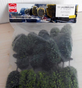 Maquette Ho 1/87 BUSCH Réf. 6485 15 arbres à feuilles d'environ 9 à 14,5 cm - Foto 1 di 2