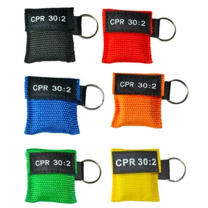 100PCS CPR 30:2 Mask Keychain Keyring Face Shield First Aid Training cpr Mask - Imagen 1 de 18