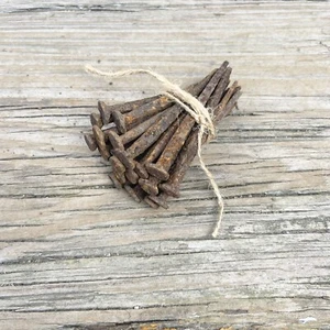 Two Dozen (24) Old Hand Cut 2.5” Square Head Nails, Rusty, 19th Century - Picture 1 of 5