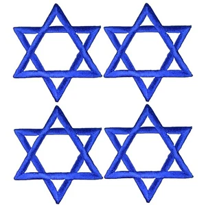 4-Pack Star of David Applique Patch - Medium Blue Embroidered Badge 2" (Iron on) - Picture 1 of 1