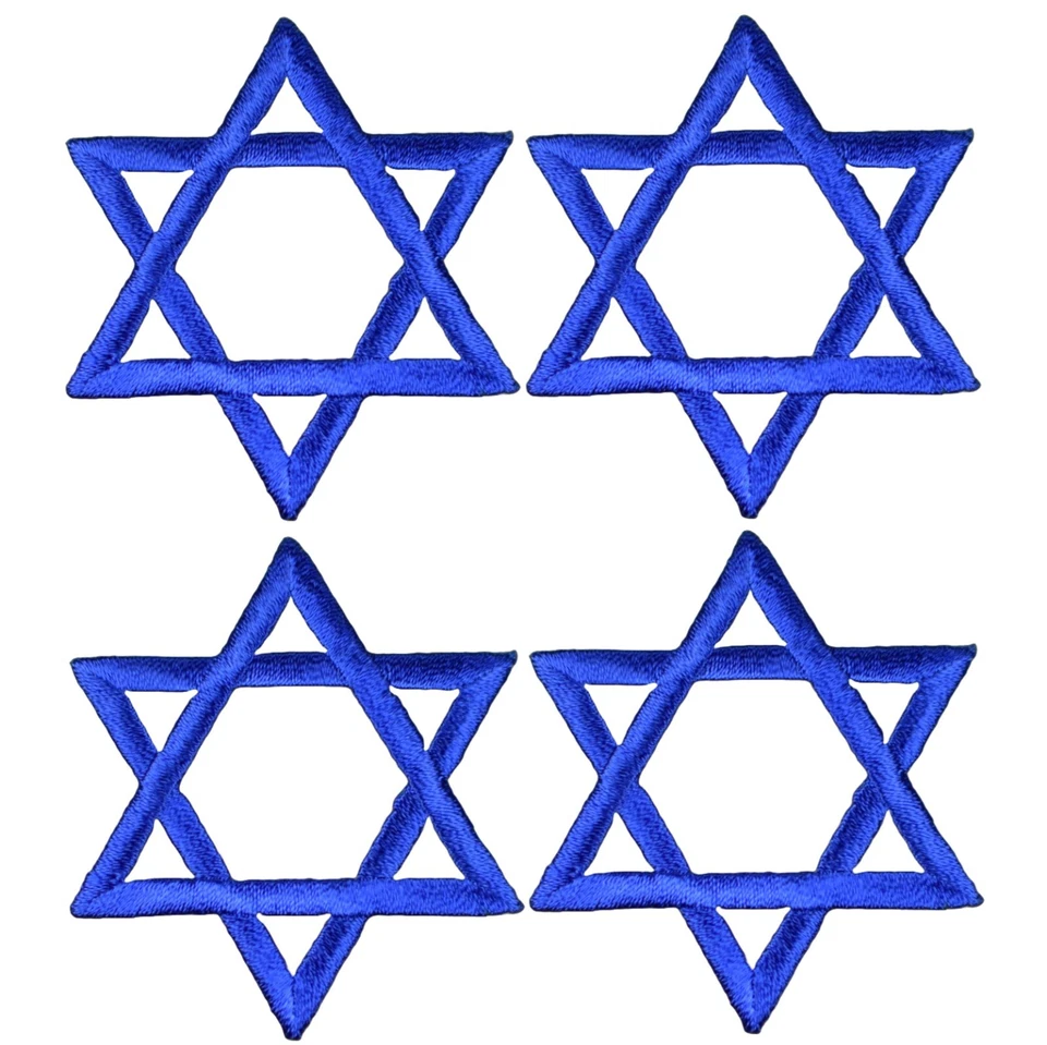 4-Pack Star of David Applique Patch - Medium Blue Embroidered Badge 2" (Iron on) - Image 1 of 1