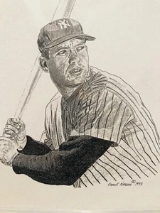 Mickey Mantle Pencel Drawing by Frank Nareau 1993 - Picture 1 of 1