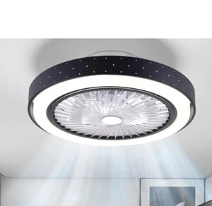 Powrol 19” Flush Mount Ceiling Fan w/Lights, Bladeless, Low Profile, w/Remote - Picture 1 of 4