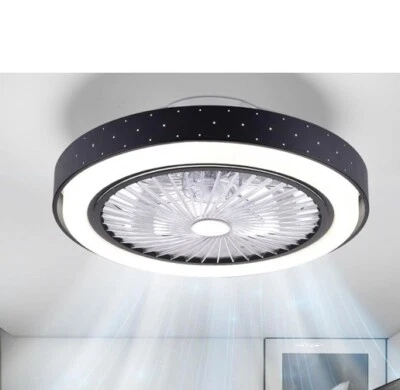 Powrol 19” Flush Mount Ceiling Fan w/Lights, Bladeless, Low Profile, w/Remote - Image 1 of 4