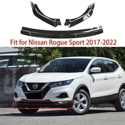 Protector de alerón para parachoques delantero negro brillante para Nissan Rogue Sport 17-2022 Foto 1 de 4