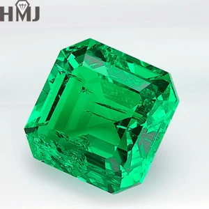 Lab Grown Columbia Emerald Asscher Cut Excellent Loose Gemstones AGL Certificate - Picture 1 of 12