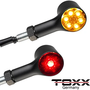 ToXx LED 3en1 luz trasera intermitente Bull negro tintado universal moto chopper - Imagen 1 de 6