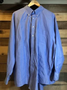 Lands End Herren 18-1/2 35 Supima PinPoint Oxford blau Freizeit LS Hemd GEBRAUCHT - Bild 1 von 4