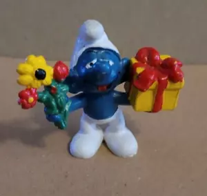 Figura Pitufos Caricatura Vintage PVC 2" SMURF Flores Regalo 20040 PEYO SCHLEICH 1978 - Imagen 1 de 5