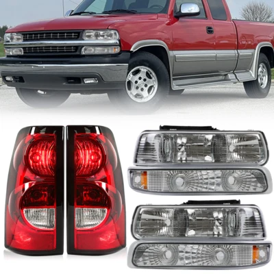6 piezas para Chevy Silverado 1500 2500 1999-2002 faros + lámparas de parachoques + luces traseras Foto 1 de 4