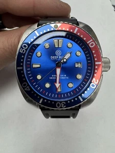 Deep Blue Military Diver Watch Red Blue Automatic SW200 Limited /1000 44mm - Picture 1 of 12