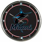 Mlb Miami Marlins 12 Round Chrome Wall Clock Fan Cave Decor
