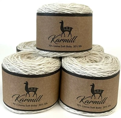 Llama Wool 70% Llama Soft Baby 30% Silk Lot of 5 Skeins Sport Weight  White 01LS - Image 1 of 4