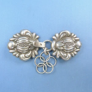 Hebilla de capa victoriana pequeña de plata de ley/antigua - Imagen 1 de 5