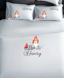 Personalised Kids Santa gnome duvet set, pillow case, nursery bedroom item - Picture 1 of 2