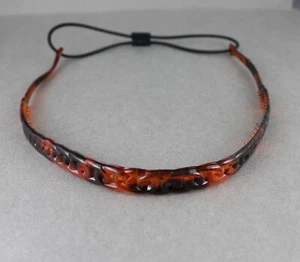 Brown circle chain link jelly skinny narrow headband soft stretch grip teeth - Picture 1 of 10