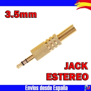 Conector Clavija Jack Macho Audio Estereo Para Soldar 3,5 mm Dorado Metal - Imagen 1 de 3