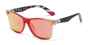 Quiksilver Round Horn Rimmed Sunglasses Brown Clear Frame Orange Mirror Lens - Picture 1 of 14