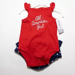 Carters 3 Monate Baby Mädchen 2-teiliges Set All American Girl patriotisch rot weiß blau - Bild 1 von 5