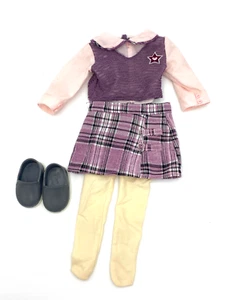 18" American Girl size modern doll outfit school uniform blouse skirt stockings - Picture 1 of 3