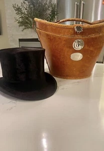 Christys of London Vintage Silk Top Hat in leather hat box . Size 7. - Picture 1 of 8