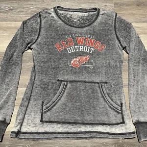 Detroit Red Wings Long Sleeve Shirt Womens Large Gray Pocket Lightweight Thin - Picture 1 of 6