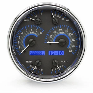Dakota Digital Universal 7" Round Analog Gauge Carbon Fiber Blue VHX-1019-C-B - Picture 1 of 5