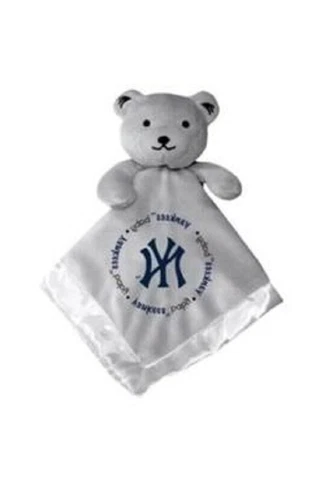 New York Yankees Baby Security Bear Blanket, MLB Officially Licensed 14X14 Gray Cover