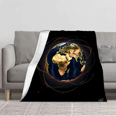 Stylish Flannel Blanket - Cozy Earth-Themed Design Perfect for Sofa Travel Bed - Image 1 of 4