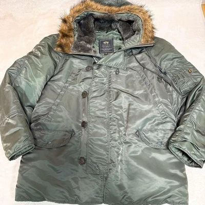 Alpha N3B Flight Jacket XL Khaki Made in USA Used Authentic - Image 1 of 4