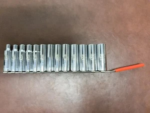 Armstrong 13 pc 12 Pt Chrome Metric Deep Socket Set 3/8" Drive 10 To 22 Rack - Picture 1 of 7