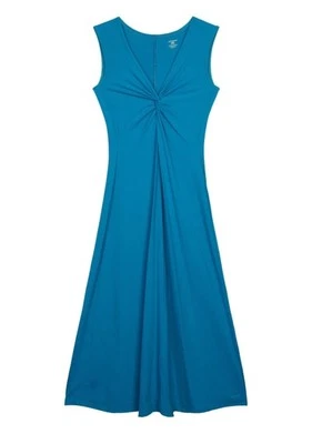 Patagonia Bandha Dress Womens M Blue Teal Twist Front Stretch Packable Outdoors - Image 1 of 4