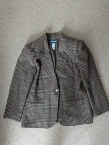 VTG Sag Harbor Blazer 10 Brown Paid Wool Academia Business Work - Picture 1 of 9
